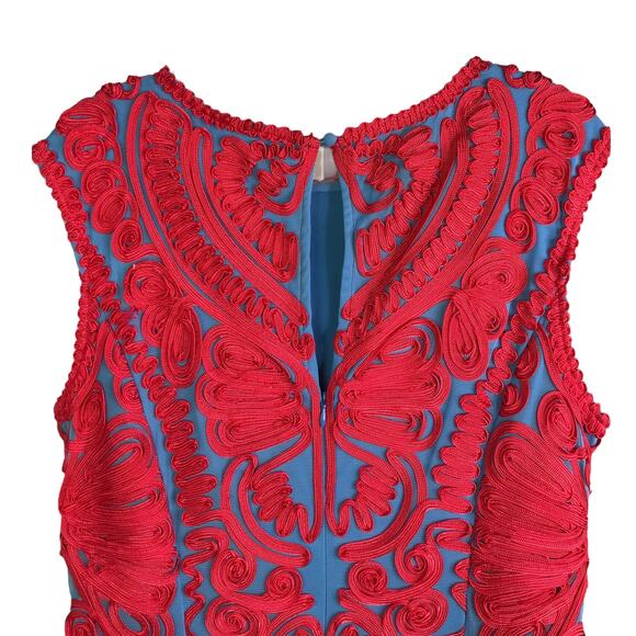 JS Collection Dress Women 12 Red Lace Boho Embroidered Soutache Midi Sleeveless - Picture 6 of 11